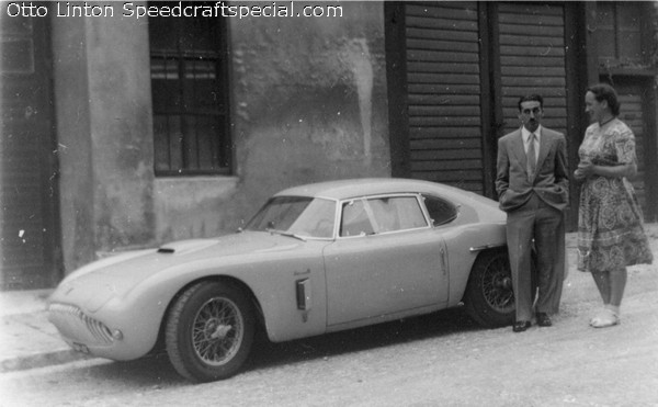 Otto Linton with Siata 208CS on the streets of Vienna 1952