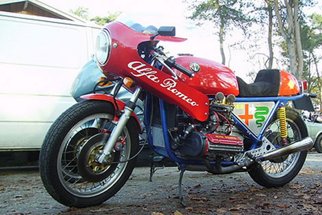 Motorcycle with Alfa Romeo Boxer Engine